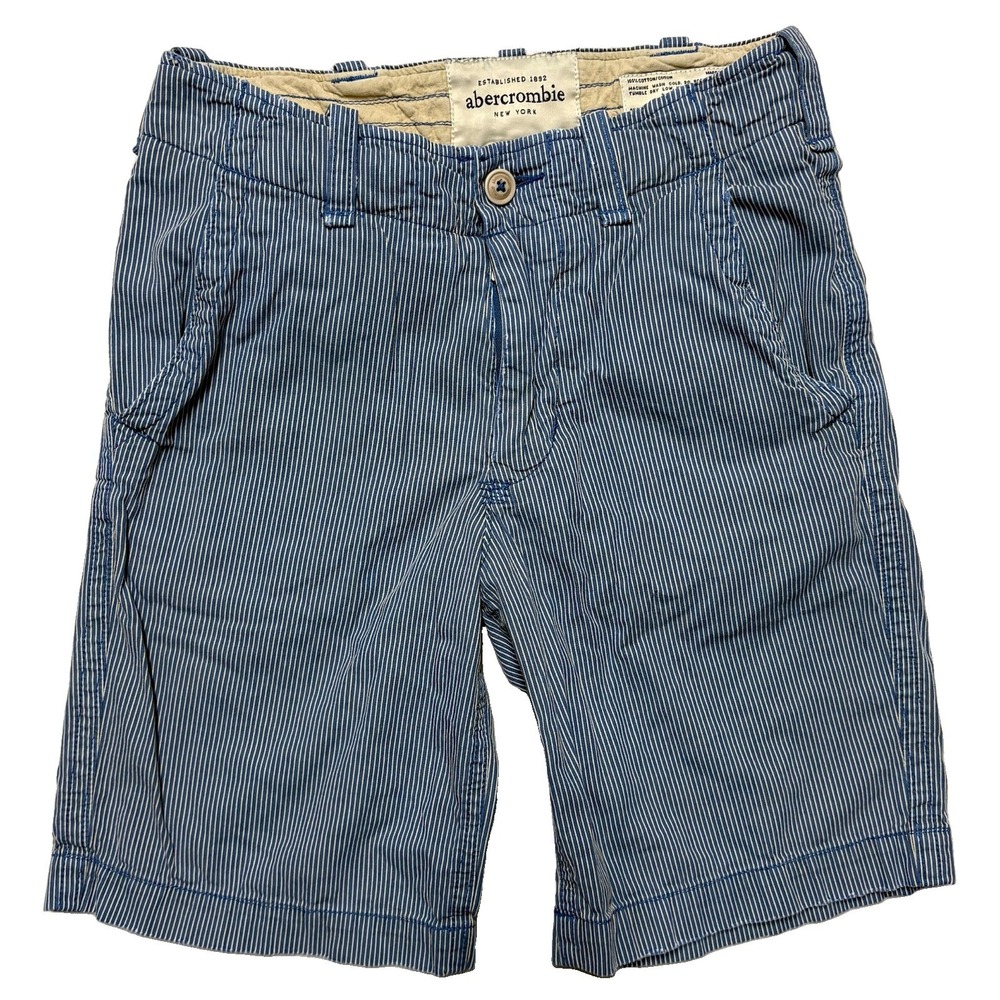 Vintage Abercrombie & Fitch Boys Shorts 14 Blue Stripe Bermuda Y2K Heavy Weight